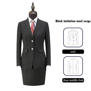 Women's Professional Business Suit NK2051-1 38.5% Antibacterial Polyester Formal Style Black Waist Skirt