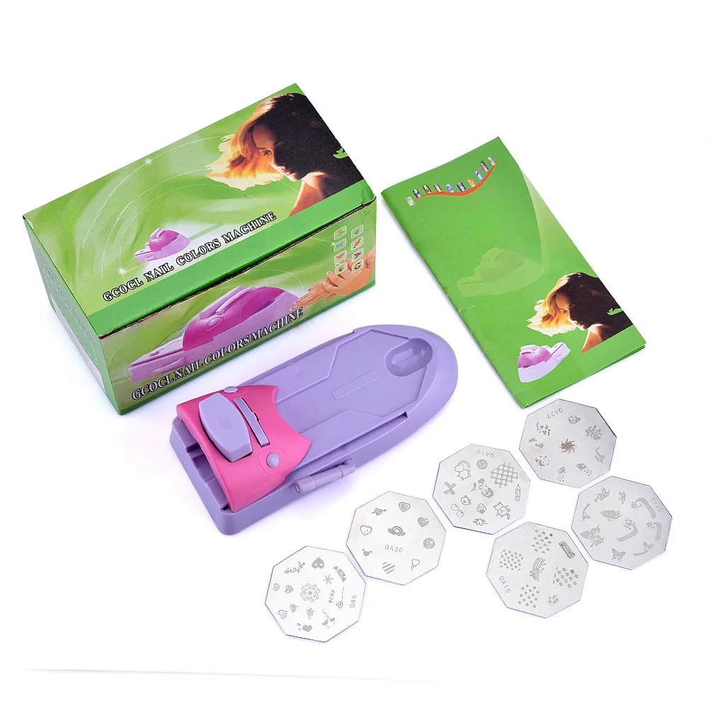 New Drawing Pattern Finger Nail Printing Machine Nail Art Printer Diy Printing Manicure Machine With 6pcs Metal Stamp Stamper