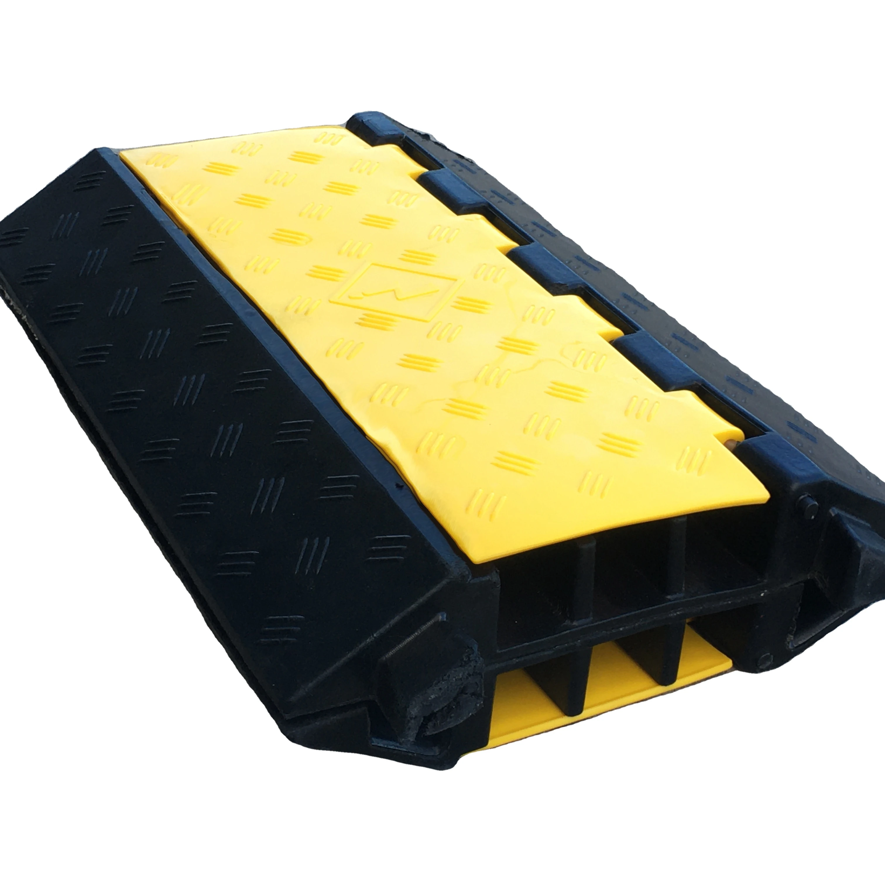 Foldbar ny kabelrampe med 3 kanaler, PVC-gummi kabelverner, tunglast dømper, slangekabelverner ramper