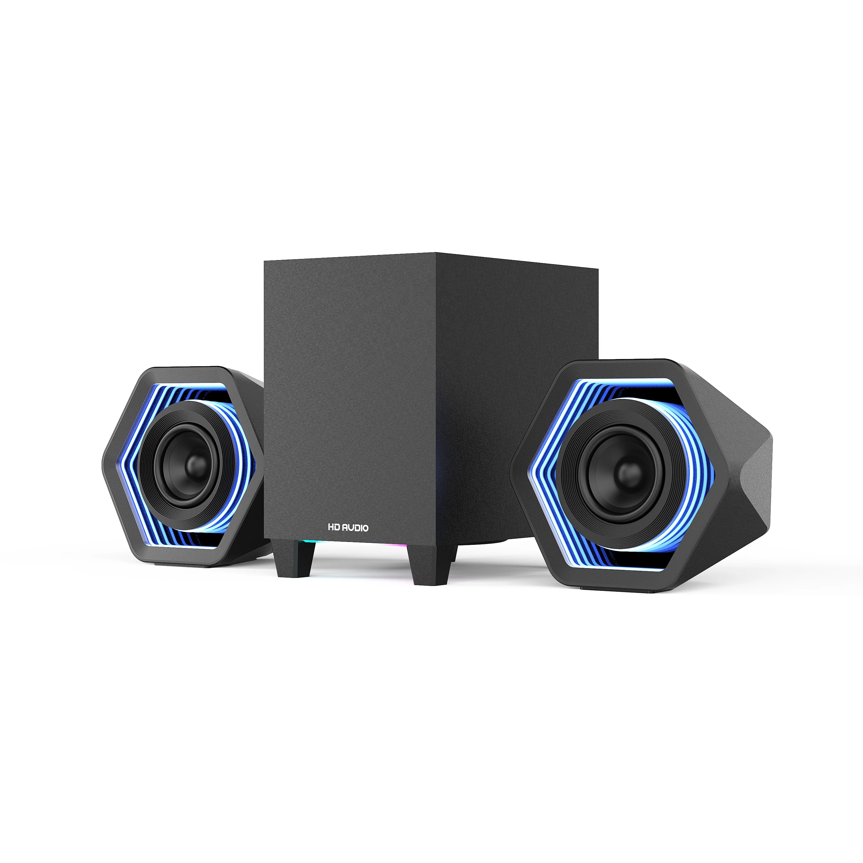 Fashion-Designed for Computer Speakers 80W Output Power Wireless Touch Control Pod Aux for PC Laptop Gaming Mobile Pho