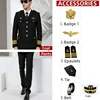 Black coat+pants+cap+5 accessories