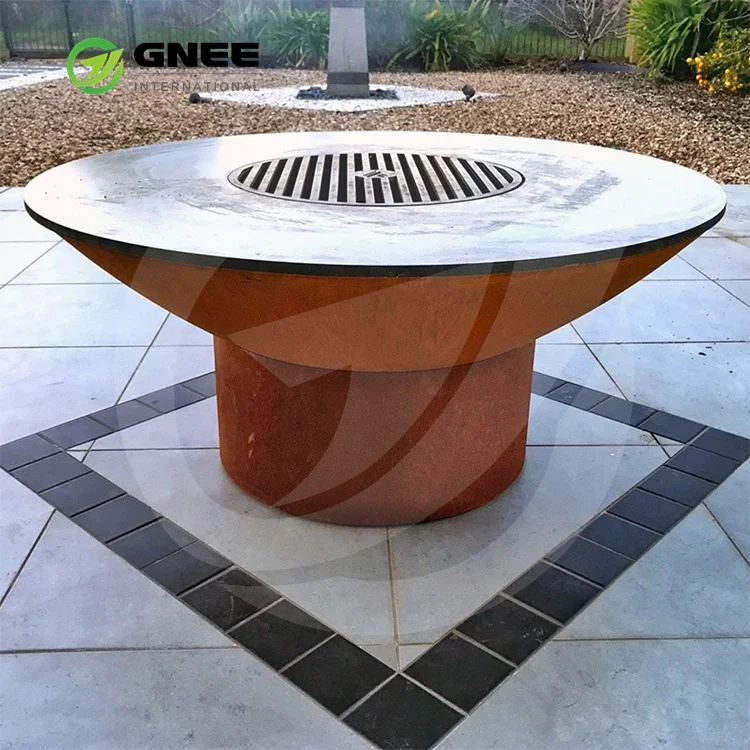 Corten Steel Outdoor Wood Fired Barbecue Outdoor Circular Fire Pit And ...