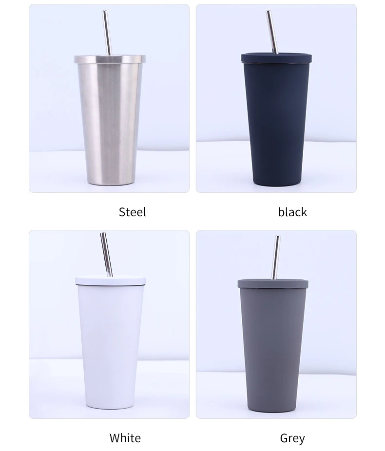 Custom regular tumbler with straw coated vacuum insulated stainless steel tumbler cups coffee mugs travel mug stainless steel