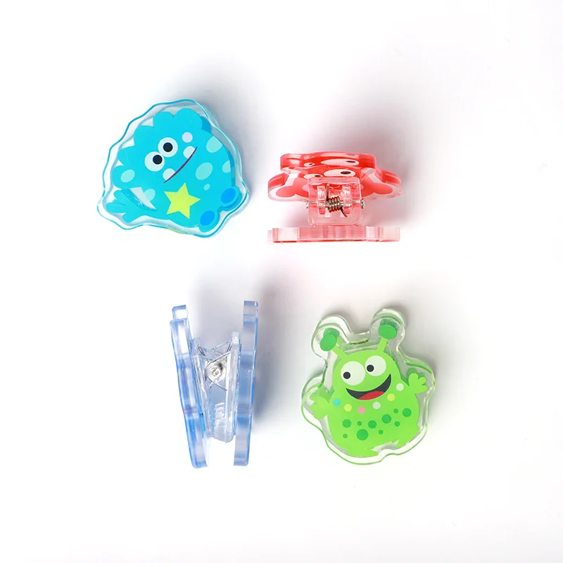 Transparent Hologram Acrylic PP Clips Multi-Purpose Cute Cartoon Anime Design for Home Office UV Printed Plastic Clips