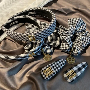 Designer Brand Fashion Houndstooth Fabric Hair Clips Bread Clips Spring Clips Bangs Clips High-end Women's Wholesale