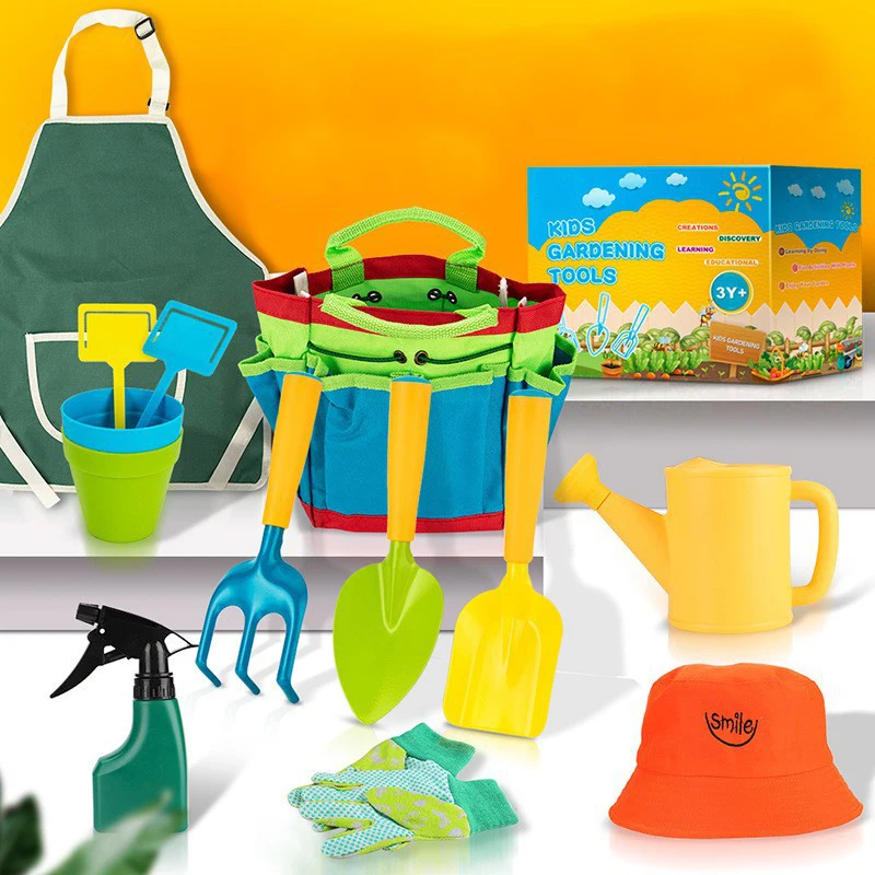 Outdoor Colorful Kids Children Mini Gardening Tool Kit 9 Pieces Kids