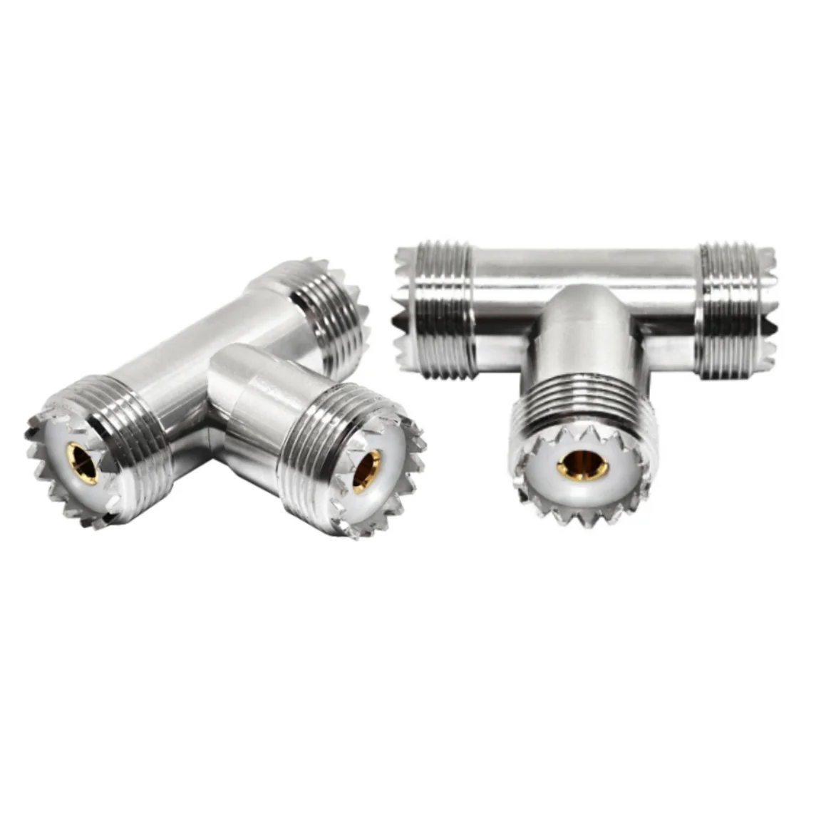 Factory 50 Ohm T Shape UHF KKK 3-Way Adapter Triple Port RF Coax Connector 3 Ways Splitter Tee Adapter RF Coaxial Connectors
