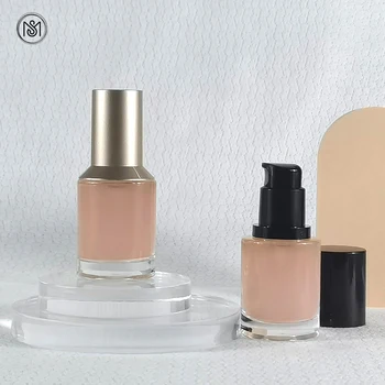 High-end Empty Cosmetic Container 30ml Liquid Lotion Pump Frosted Glass Bottles With Golden Caps
