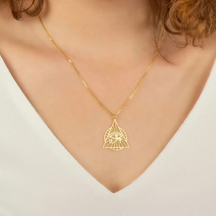 Ägyptische Halskette Mit Isis, Ankh & Horus-Auge – Goldfarbener Schmuck 61 Cm Für Männer & Frauen