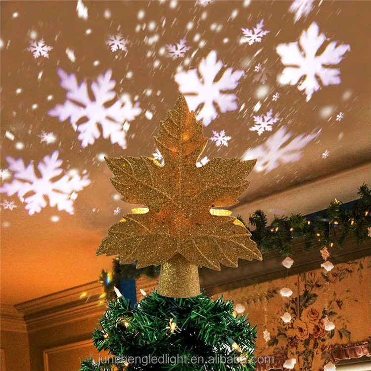 Rotating Snowflake Xmas tree Topper Projection Led Light