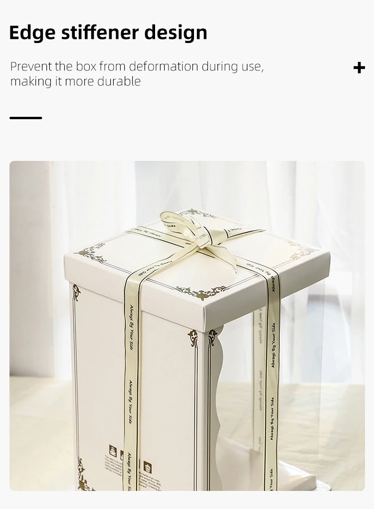 Double Height Cake Box Square Plastic Pink Individual Personnalised