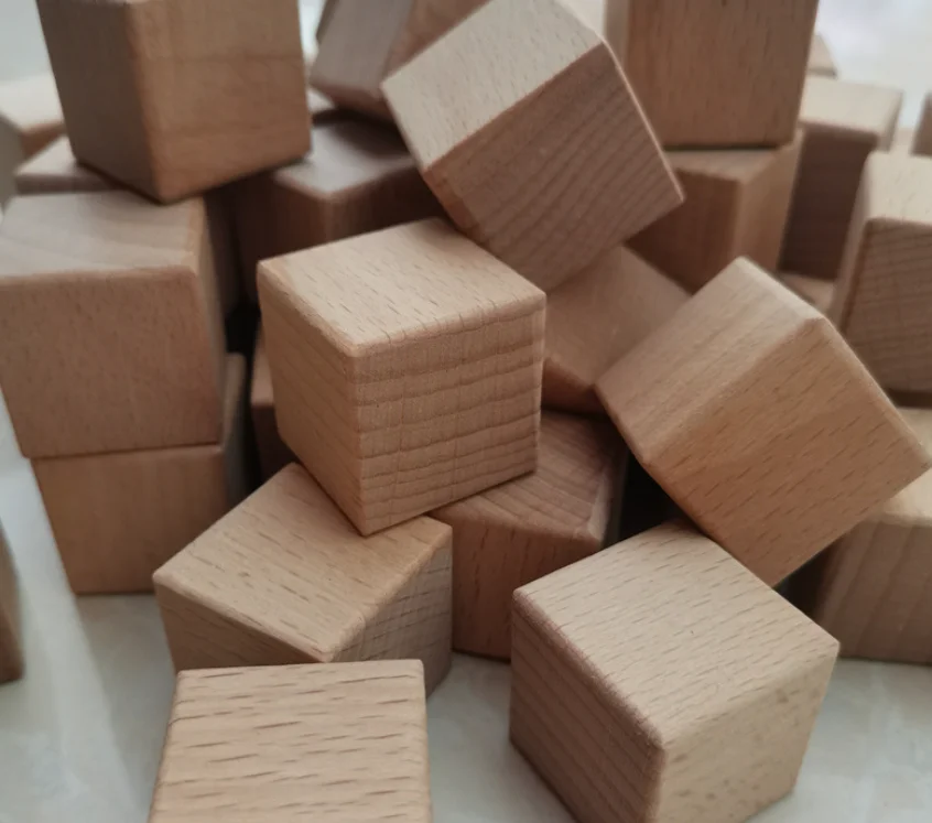 Customizable Size DIY Photo Blocks Natural Wood Educational Cubes for Arts and Crafts Dice and Building Blocks Stamp Category