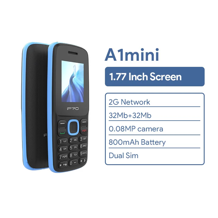 IPRO Phone Cellphone Telephone Feature Cellular Mobile Bar GSM 2G Phones with Basic 1.77 Inch  Phones LCD Dual SIM Card