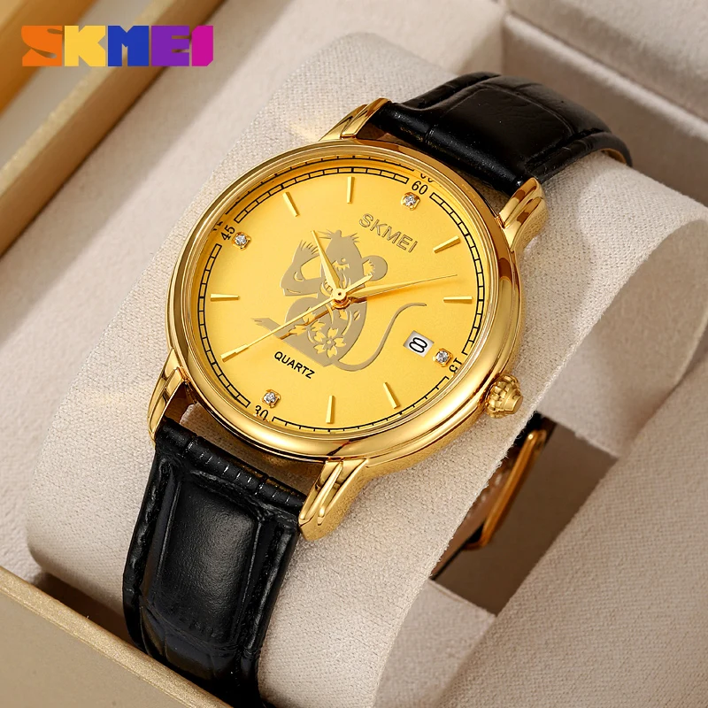 Skmei 2327 Fancy Custom Brand  Man Quartz Watch Perfect Genuine Leather Strap Water Proof Date Display Business Watch Factory