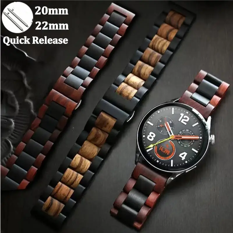 24mm Universal Xyloid Watch Band Wooden Wrist Strap Rosewood