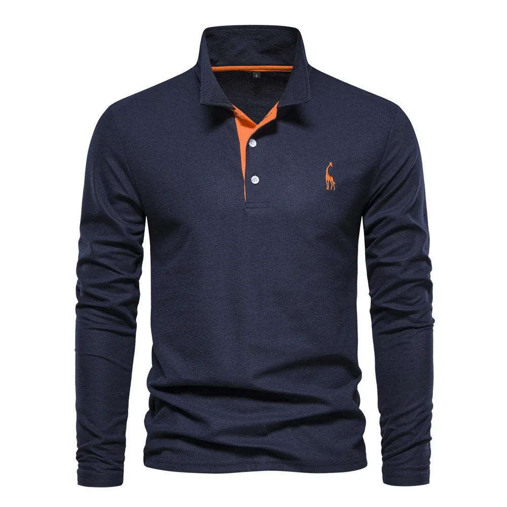 Wholesale Men's Embroidered Polo Shirt Hot Sale Long Sleeve Plain