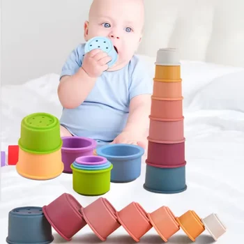 Silicone stacking cup baby toy Silicone cup silicone stacking baby children's education toys