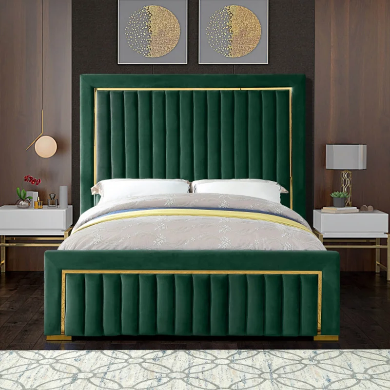 Домашняя модная мягкая бархатная кровать, роскошная мебель для спальни