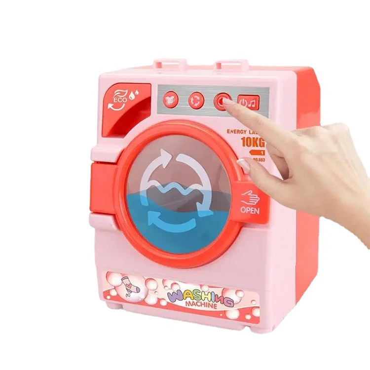 Детская игрушка для ролевых игр бытовая имитация электрическое освещение розовая волшебный ролик стиральная машина набор с музыкой