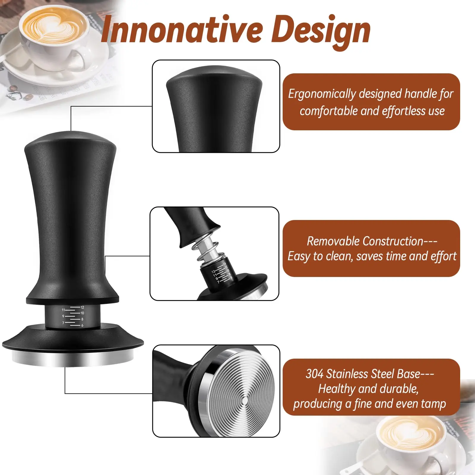 Custom Logo 51 53 58mm Espresso Elastic Force Coffee Tamper Calibrated Coffee Tamper Tool with Spring Loaded Hand Tamper manufacture