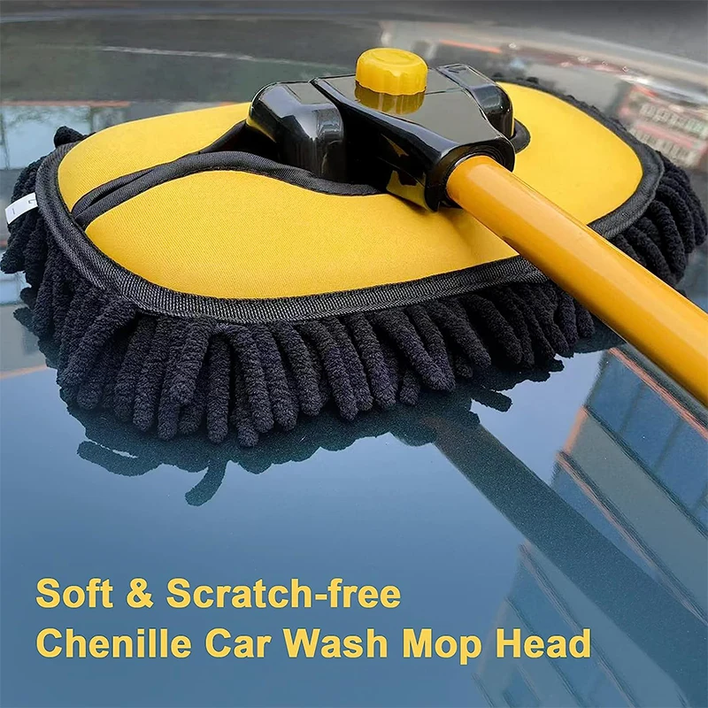 Extendable And Detachable Chenille Car Wash Mop With 15 Degree Curved