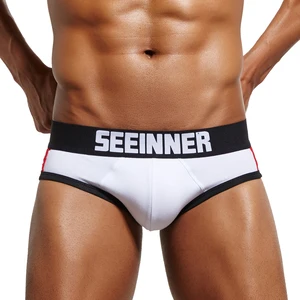 Custom Waistband logo Men Underwear Brief with Full Coverage Hip 95%cotton Men's Breathable Sport Briefs