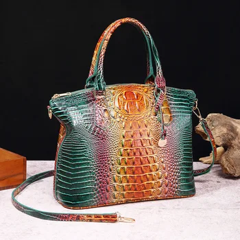 Factory Wholesale Fashion Ladies Handbag Vintage Crossbody Women Bag PU Leather Multicolor Crocodile Tote