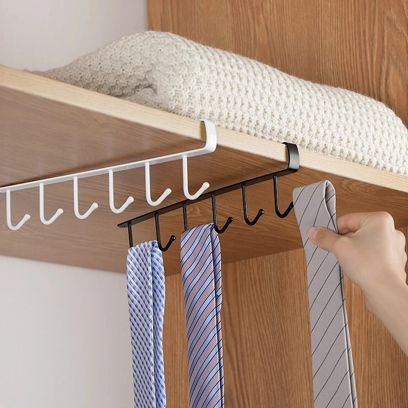 6 Hooks for kitchen Cupboard Hanging Hooks Cup Holder Closet Shelf for Hanging Spoon Towel gadgets Wardrobe hooks for belt tie