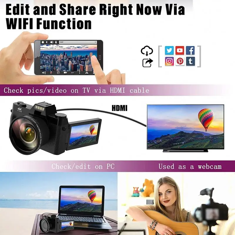 4k Full Hd Professional Camera Video 4k Video Camcorder Kit Camera For