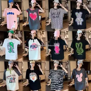 2026 New Summer Fashion Top for Women Round Neck T-Shirt Short Sleeve Versatile Loose Medium Long Style for Teenagers Hot Summer