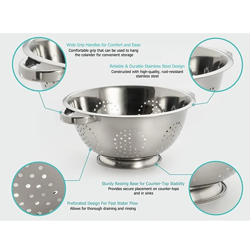 Stainless Steel Fruit Colander Mesh,Strainer With Pudding And Handle ...