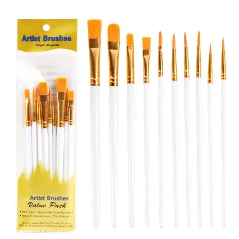10pcs Professional Watercolor Gouache Painting Brushes Set Nylon Hair Artist Paint Brushes Buy
