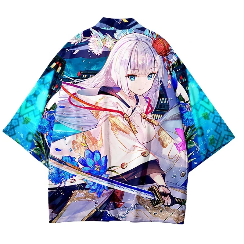 Anime SAO Sword Art Online Japanese Kimono Haori Yukata Cosplay Women/Men  Fashion Summer Short Sleeve