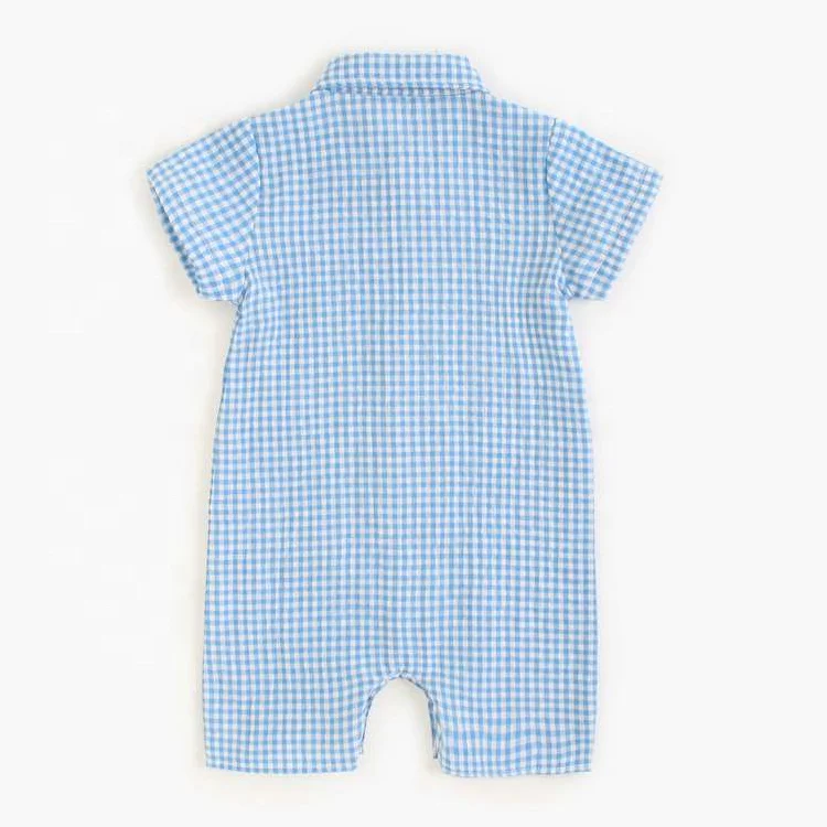 Wholesale Boutiques Summer Newborn Baby Boys' Rompers Plaid Kids