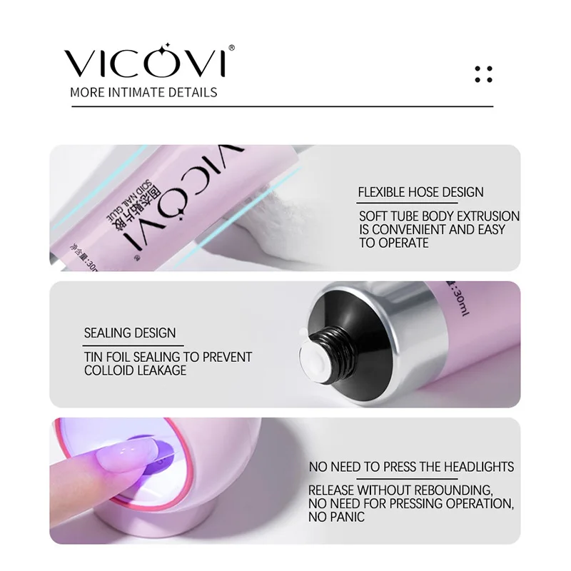 2024 New Upgraded Formula 30g Solid Nail Tips Gel Long Lasting Super Fast Dry Uv Gel Solid Nail Tip Glue for Press on Nails