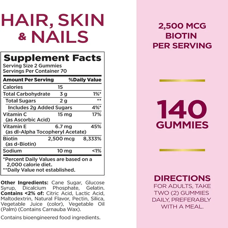 Oem/odm/obm Strawberry Gummies With Vitamin Biotin Hair Nail Skin Growth Gummies For Women