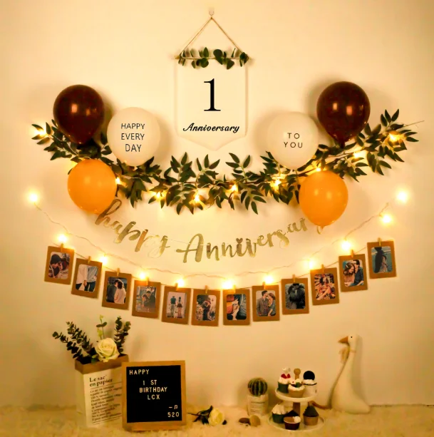 Source Happy anniversary banners bunting led photo booth props and ...
