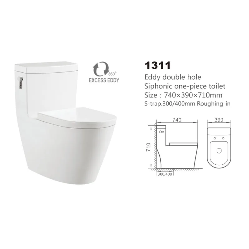 Factory Price Bathroom Equipment Modern Eddy Double Hole Rimless One Piece Toilets With Dual Flush
