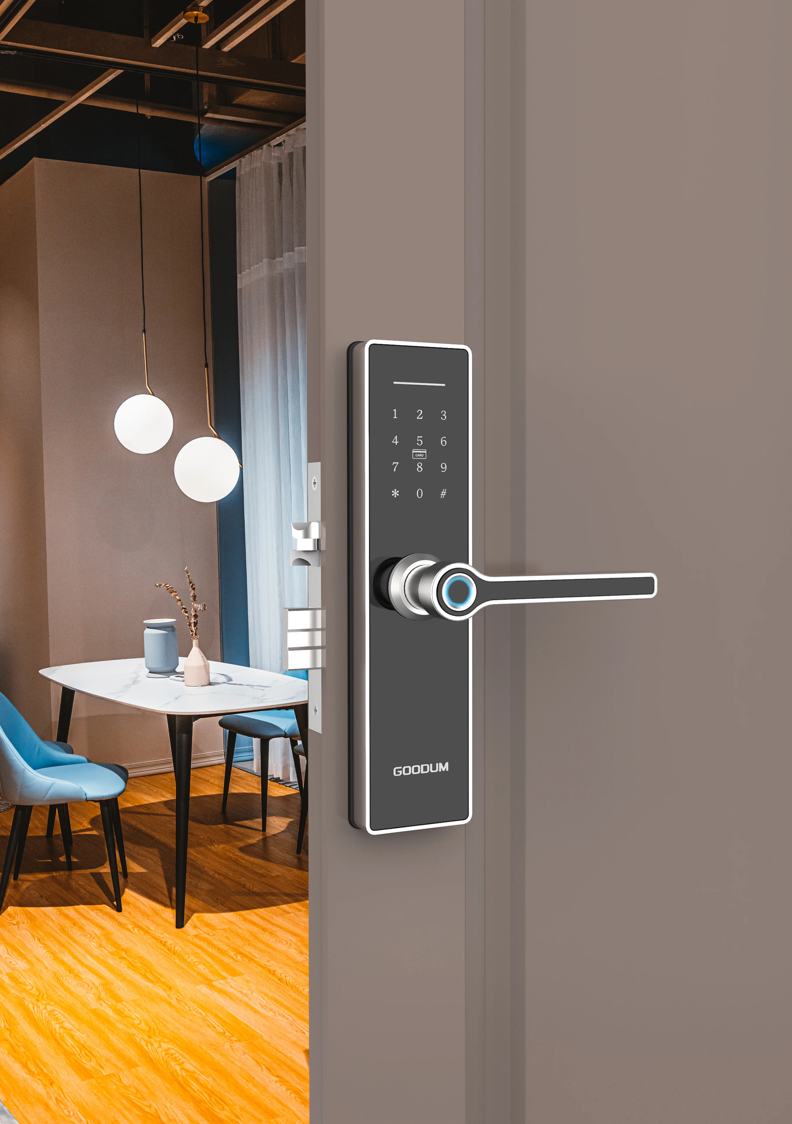 Goodum Tuya APP Wifi Remote Unlock Fingerprint Password RF Card Smart Door Lock H58W for Wooden Door