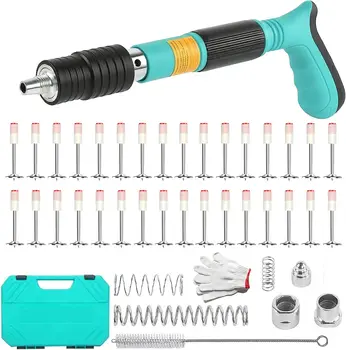 Manual Steel Nail Gun Tool with 50pcs Nails, 5 Speed Adjustable Manual Steel Nail Gun, Wall Fastening Power Tool