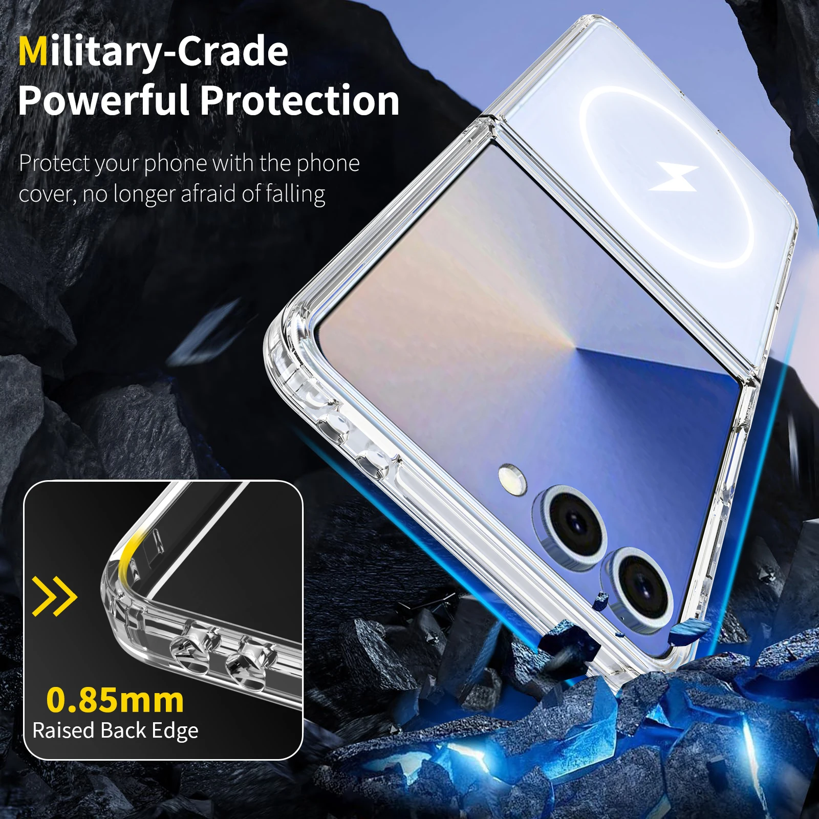 product shockproof scratch resistant transparent protective cover wireless charging clear magnetic case for samsung galaxy z flip7-3