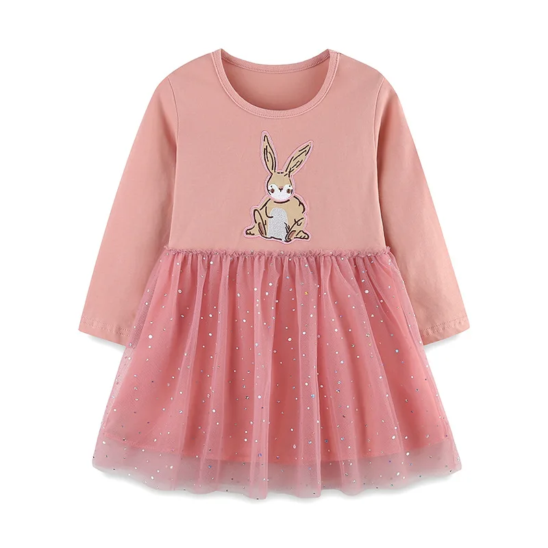 Children's dress 24 autumn girls long-sleeved gauze dress fashion cartoon embroidered casual princess dress