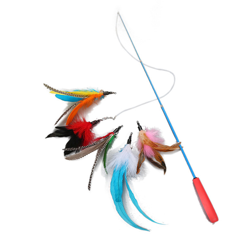 Выдвижной игрушечный тизер для кошек с 5 альтернативными кошачьими игрушками