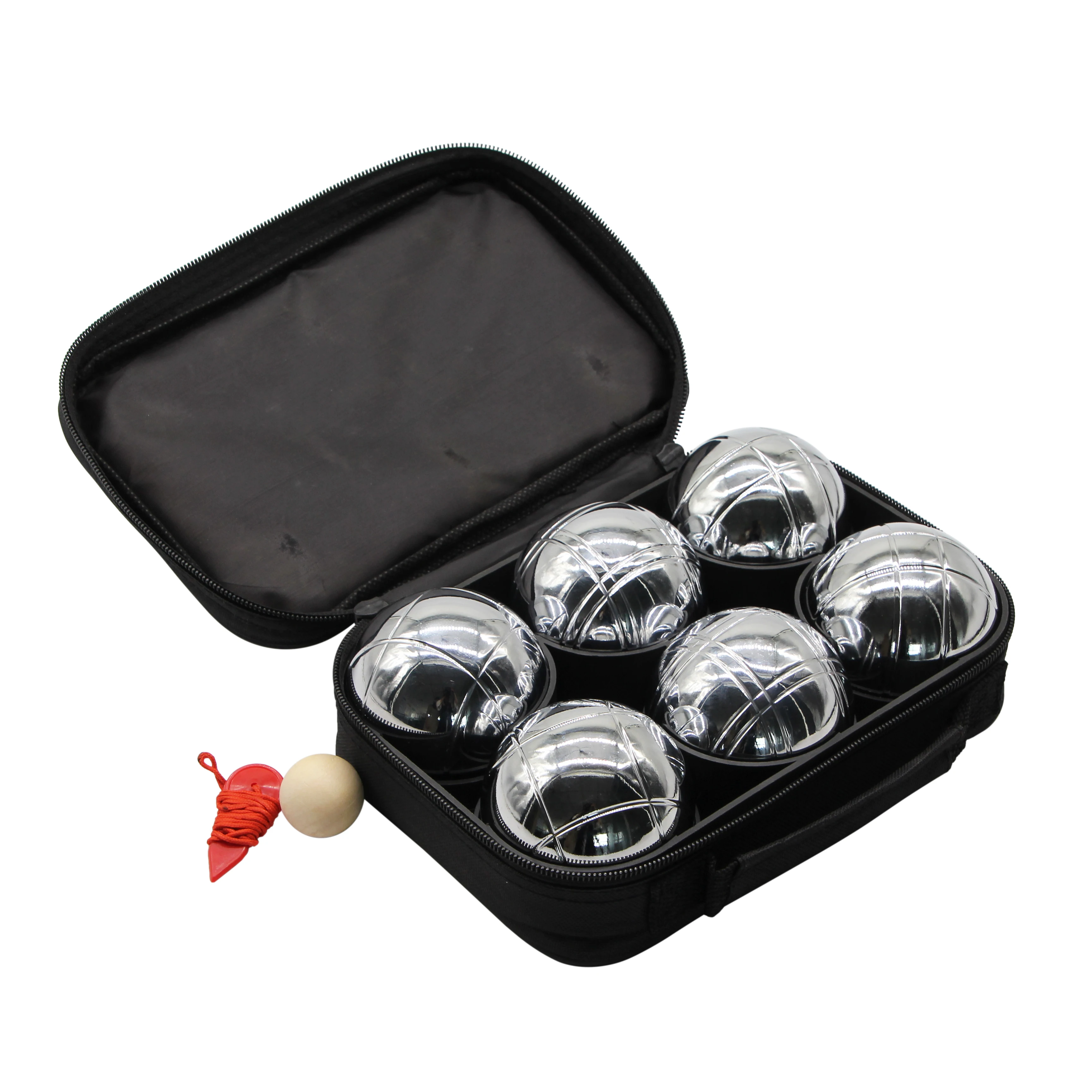 6 ball 73mm Metal Boules or Petanque set with 3 sand grey and 3 black balls