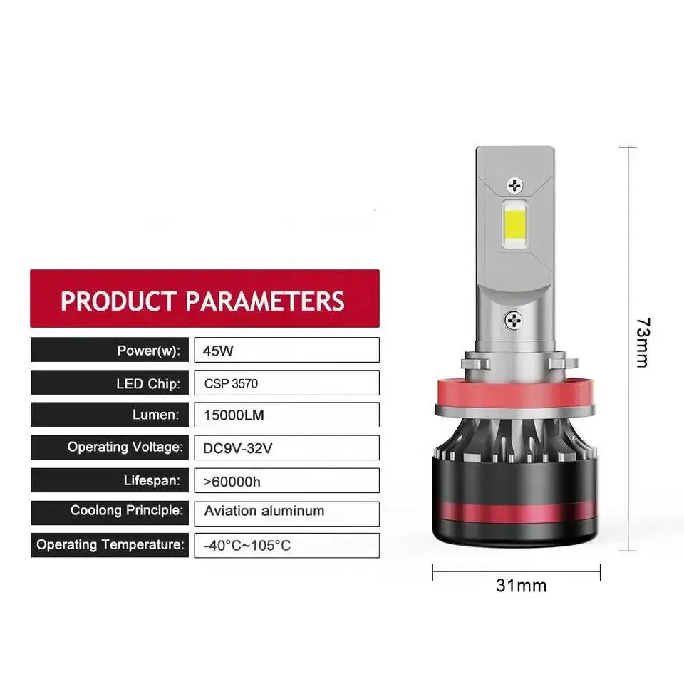 Auto Parts M8 Led Csp Chip Led Headlight Fan H1 H7 H11 9005 9006 H4