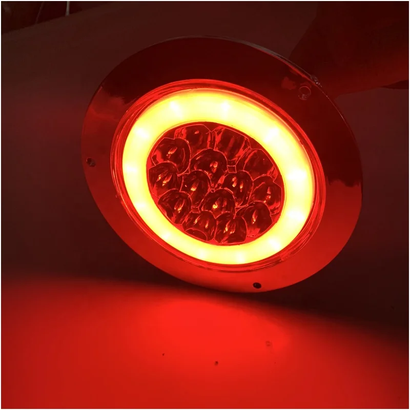 thumbnail image 2 of 4 Inch Round LED Trailer Lights - Stop/Turn/Tail/Brake/DRL - Amber/Red/White - Stainless Steel Housing 2 of 5