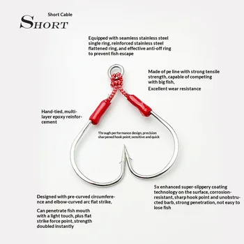 CHEERY High-Carbon Steel Double Hook for Sea Fishing Corrosion-Resistant 5x Reinforcement Big-Bait Lure Targeting Tuna & Bonito – Hooks – view 3