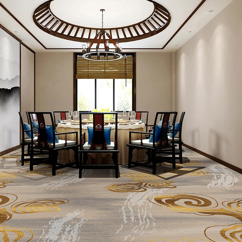 QIANQIAO Custom Design Polypropylene Print Broadloom Hotel Room Hall Carpet Wall to Wall Luxury Carpet