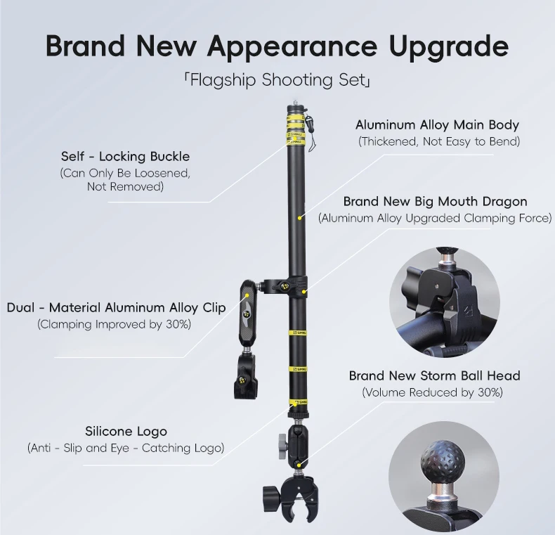 product factory supply adjustable action sports mount motorcycle action camera accessories sports camera riding mount for riding-4