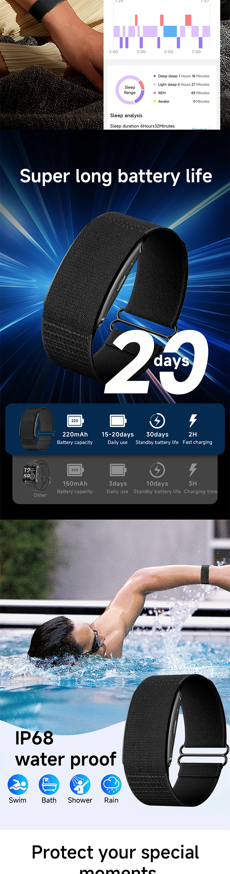 product new screenless smart bracelet y105 for men women 17g light body incoming call message reminder body fitness tracker watch-9